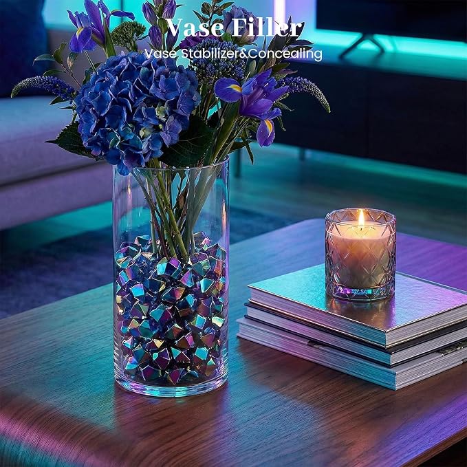 DomeStar 150PCS Iridescent Black Fake Ice, Acrylic Gems Crystals Black Rocks - Image 3