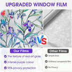 Windimiley Stained Glass Window Privacy Film: 3D Violet Floral Decorative - Image 9