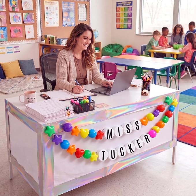 Thenshop 70 Pcs Classroom Teacher Desk Decor DIY Teacher Table Skirt Giant - Image 2