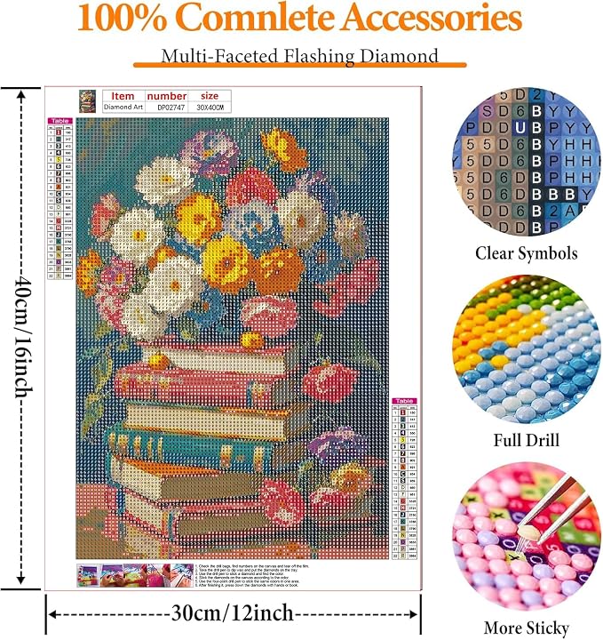 RYMILIE Diamond Art Kits for Adults, Vintage Book 5D Diamond Painting Kits for - Image 5