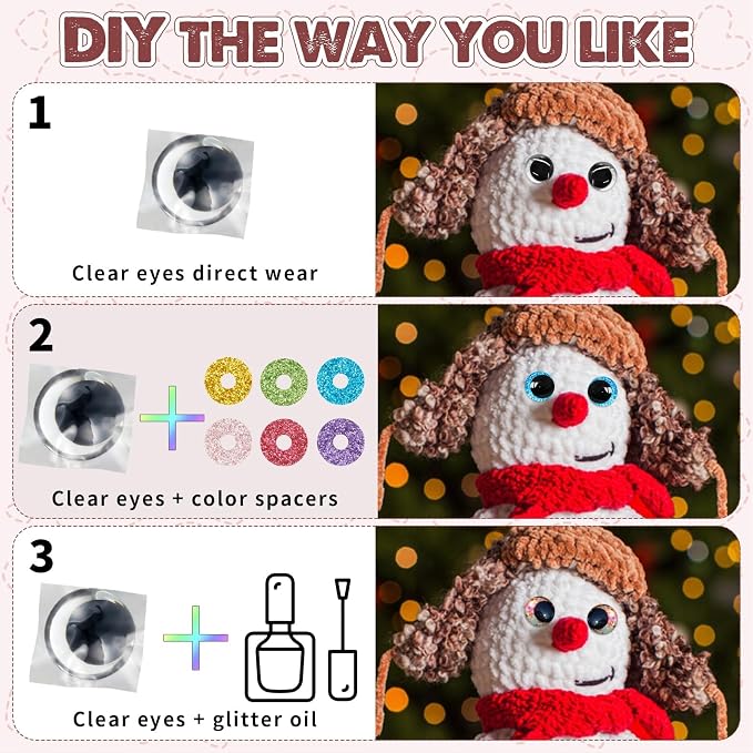 MUCUNNIA 120pcs 12mm 3D Glitter Safety Eyes - Image 8