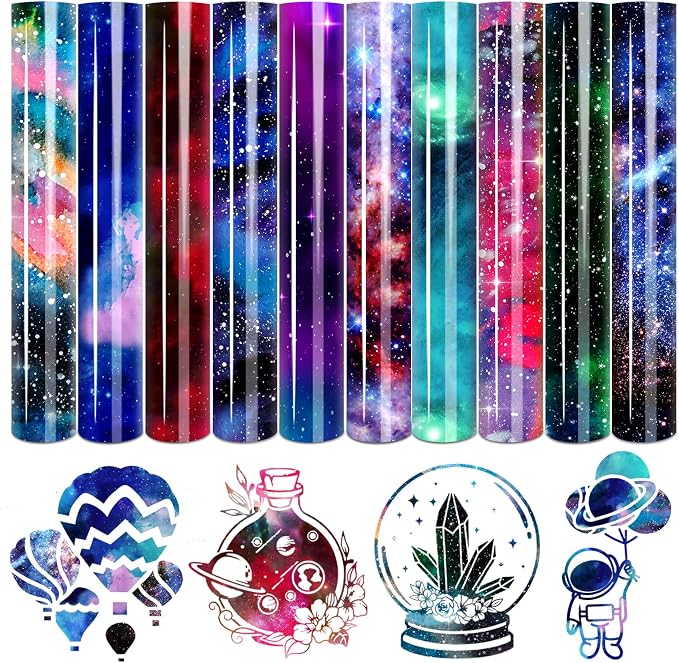 Tintnut Starry Sky Galaxy Heat Transfer Vinyl, PU HTV sheets, easy cut & weed by Tintnut
