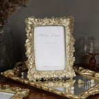 Cuspin 5x7 Picture Frame Gold Frames, Vintage Ornate Palm Leaves Textured - Image 7