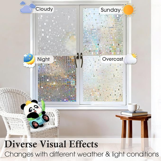 Windimiley Rainbow Window Privacy Film, 3D Stained Glass Christmas Decorative - Image 8