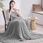 Knitted Weighted Blanket for Adult, No Beads Heavy Blanket 60” x 80'' 15lbs - Image 7