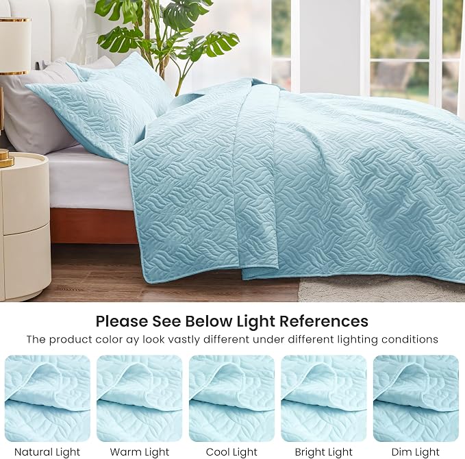 Love's cabin Quilts for Queen Bed Light Blue Bedspreads - Image 5