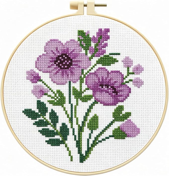 Zhenqing Purple Floral Bouquet Cross Stitch Kit by ZhenqingHomeFlagship