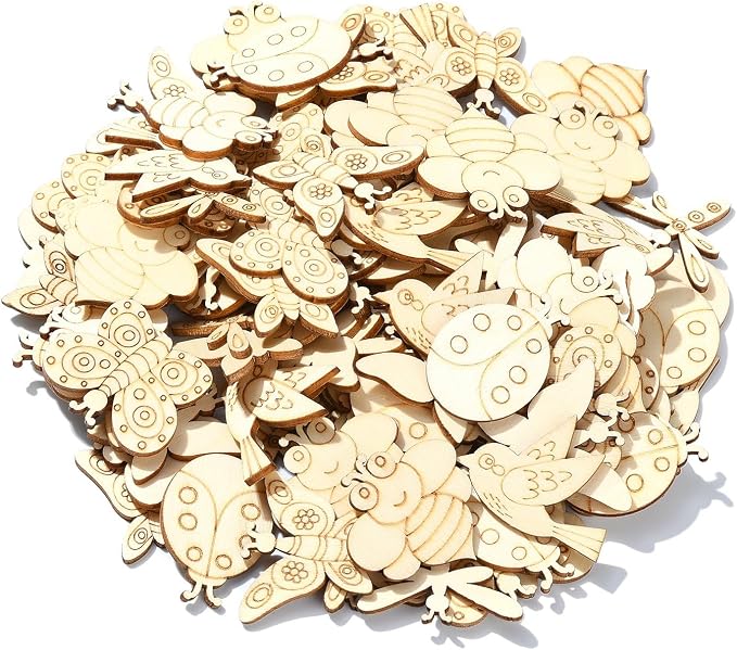 LiQunSweet 200 Pcs Insects Unfinished Wood Cutout Butterfly Bee Ladybug - Image 8