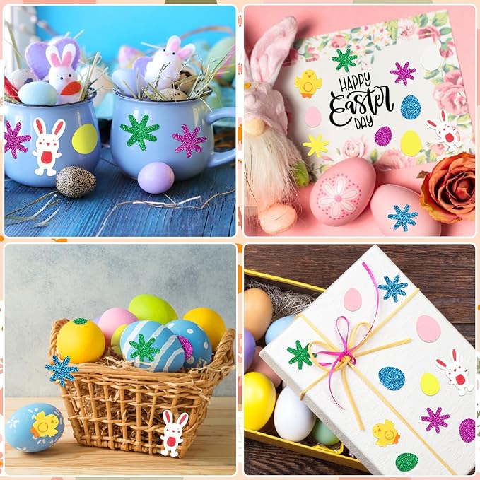 600Pcs Easter Foam Stickers Glitter Bunny Eggs Chick Stickers | Self-Adhesive - Image 7