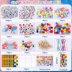 TOHONGADON 618 Pcs Bead Keychain Kit, Colorful Bag Charm Kit - Image 2
