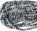 45PCS 8mm Natural Black Snowflake Obsidian Gemstone Round Loose Beads Stone - Image 3