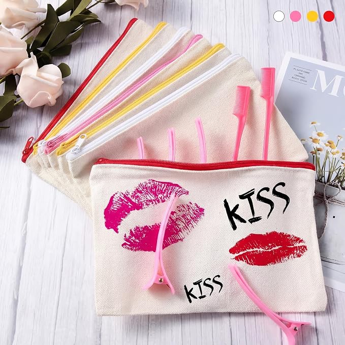 Reginary 80 Pack Canvas Zipper Makeup Bags Bulk Pencil Pouches Blank DIY Craft - Image 7