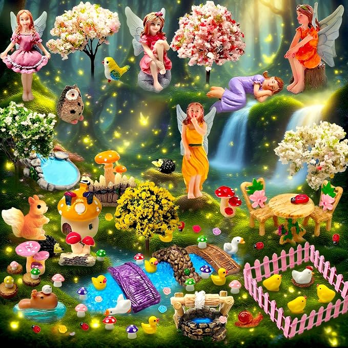 114 Pcs Miniature Fairy Garden Accessories Kit Resin Elves Animal Figurines - Image 7