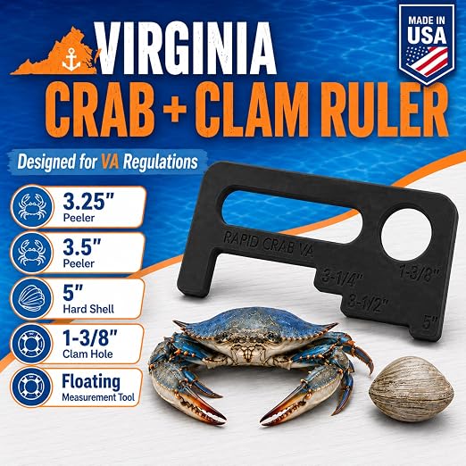 Crab Measurement Tool for Blue Crabs & Clams | VA Regulation 3.25-3.5" Peeler - Image 2