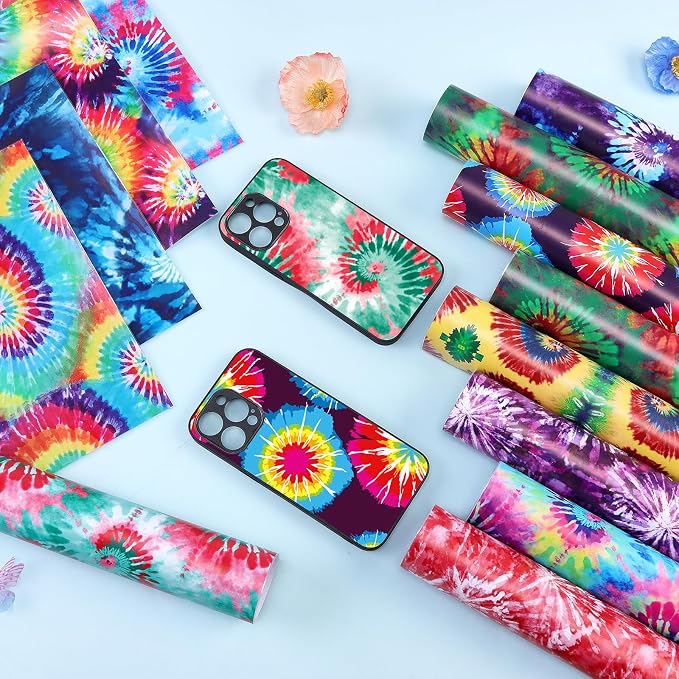 Tintnut Swirl Tie Dye Permanent Vinyl 12 Sheets 12"x10" Adhesive Vinyl | - Image 7