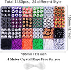 BBita 1480pcs Halloween Polymer Clay Beads Charms Friendship Bracelet Necklace - Image 6