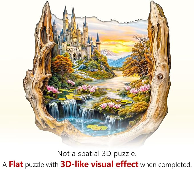 Wooden Puzzles for Adults Fantasy Castle Waterfall Driftwood Puzzles 180 Pieces - Image 7