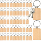 WRINGKIT 50 Pieces Wood Keychain Blank, Unfinished Laser Engraving Blanks by WRINGKIT