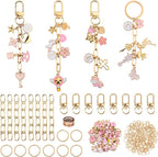 HOMAR 105Pcs DIY Keychain Making Kit Bag Charm Jewelry Chain Making 30 Pink by HOMAR