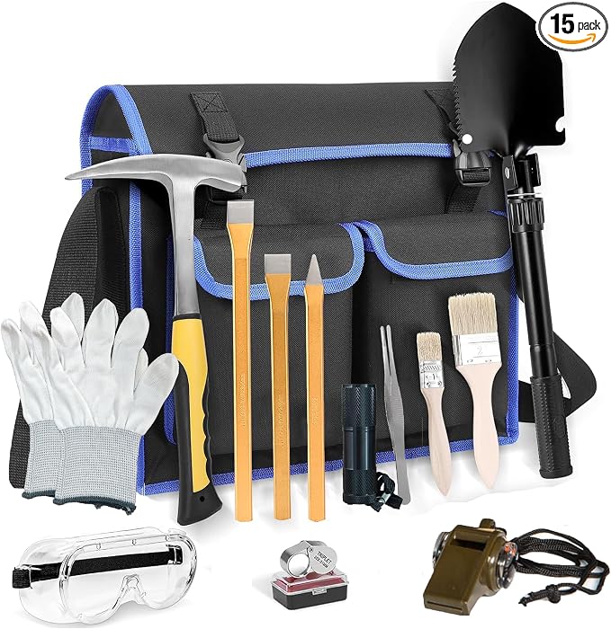15 PCS Geology Rock Pick Hammer Kit by Azefun