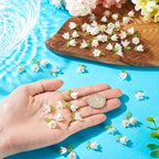 FASHEWELRY 60Pcs Pearl White Lily Flower Charms Acrylic Lily of the Valley - Image 3