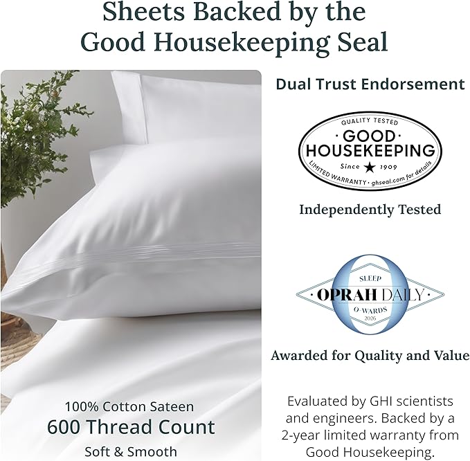 California Design Den Natural 100% Cotton Bed Sheets Twin Size Set - Image 2