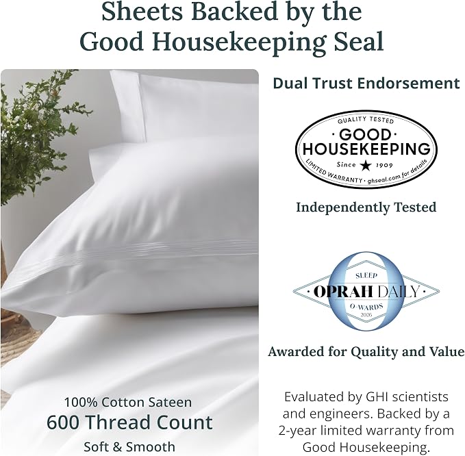 California Design Den 100% Cotton Sheets Queen Size Set - Image 2