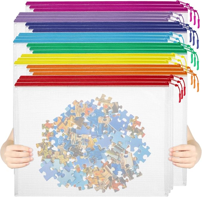 YOPCDJ 24pcs Mesh Zipper Pouch File Bags Puzzle Storage Bags, A3 17x12 Inches by YOPCDJ