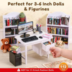 1:12 Scale Mini Desk Set with 100 Mini Books & 2 Bookshelves — Miniature - Image 3