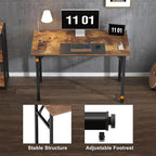 Need Small Folding Computer Desk, 39.4 Inch Writing Table, Rustic Brown | - Image 8