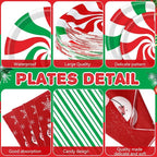 Pickmesh 400 Pcs Christmas Peppermint Candy Paper Plates Napkins Cups Cutlery - Image 2