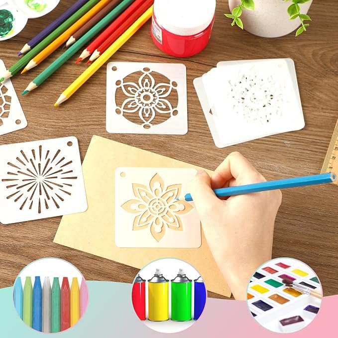 JULMELON 20 PCS Mandala Stencil, 3 Inch Mandala Stencils - Image 4