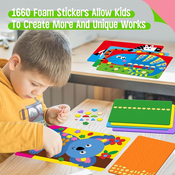 SpriteGru Foam Sticker Art Activity, 20 Wild Animal Art Boards - Image 5