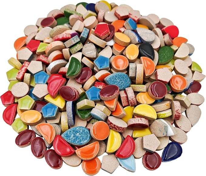 1.1lb Ceramic Mosaic Tiles, Mixed Colour Ceramic Mosaic Pieces - Image 4