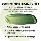 Jacquard Lumiere 2.25oz Fabric Paint Metallic Olive Green - Image 2