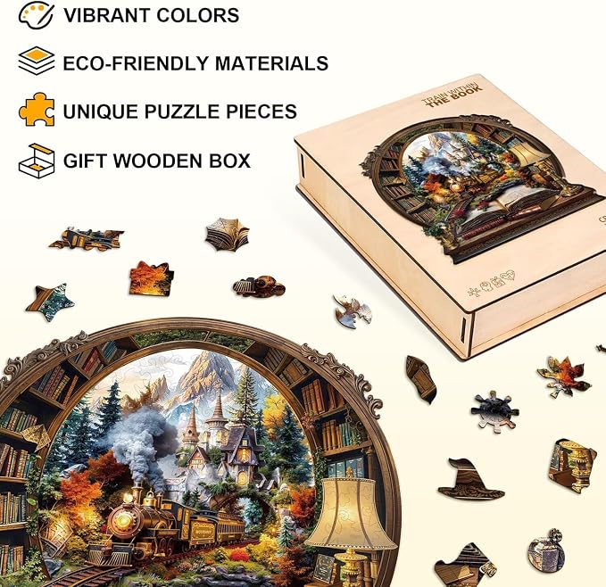 Train Within The Book Puzzles Adults Gifts - Image 2