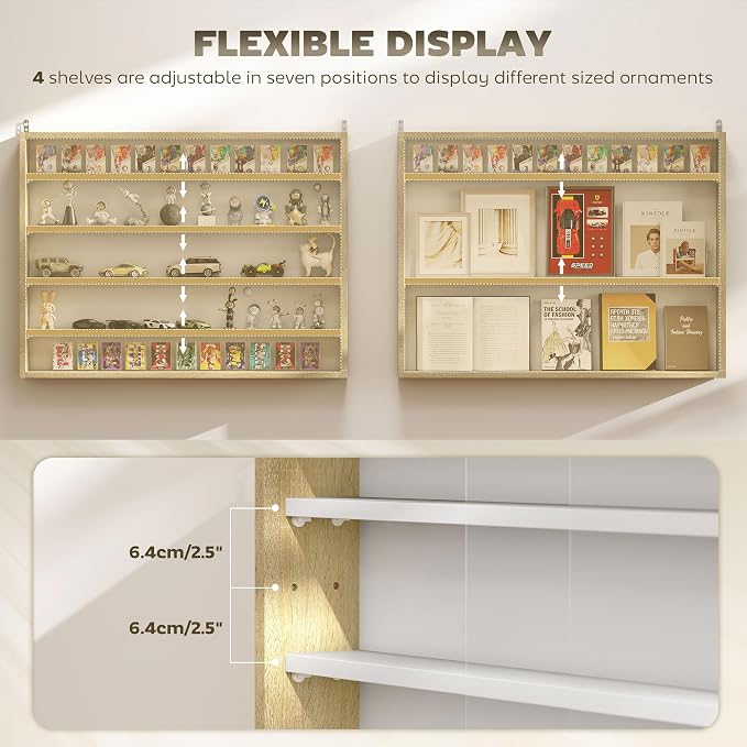 HOMCOM 5-Tier Display Cabinet, Glass Door Cabinet - Image 4