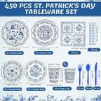 450 Pcs Blue Floral Tableware Set Decorations Blue White Chinoiserie Floral - Image 2