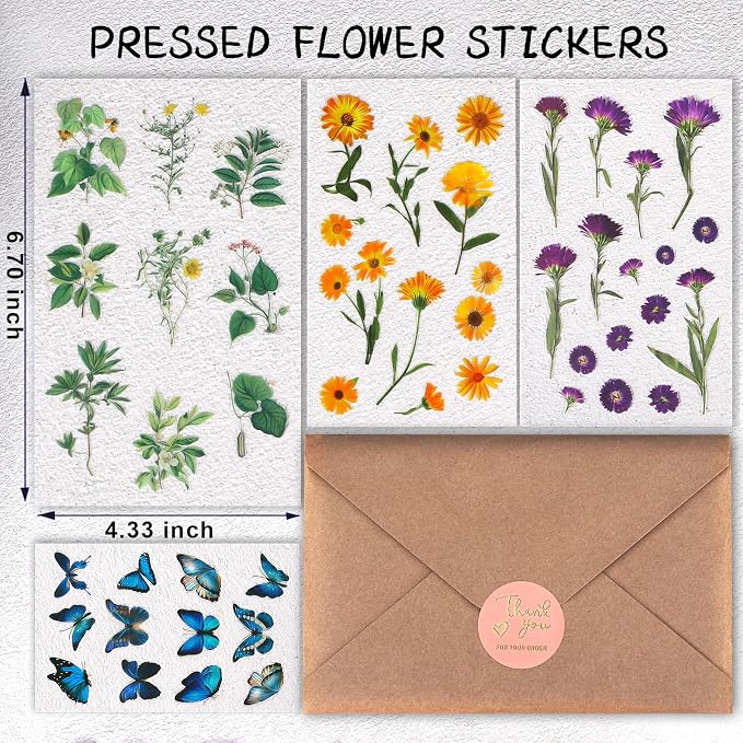 Arme Flower Stickers for Scrapbooking, Floral Sticker, Pressed Flower Sticker - Image 2