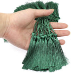 VAPKER 100 Pieces Green Silky Handmade Soft Tassels 13cm/5-Inch - Image 5