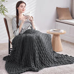 Knitted Weighted Blanket for Adult, No Beads Heavy Blanket 50” x 60'' 5lbs - Image 6