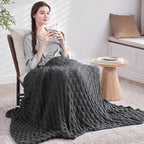Knitted Weighted Blanket for Adult, No Beads Heavy Blanket 50” x 60'' 10lbs - Image 6