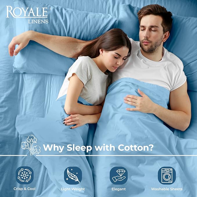 Royale Linens 100% Organic Cotton Twin Flat Sheet Only - Image 3