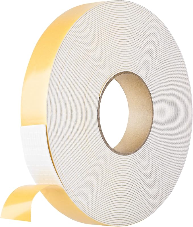 Kikerike Self Adhesive Foam Tape Weatherstrip 1in x 1/16in x 66Ft High Density by Kikerike