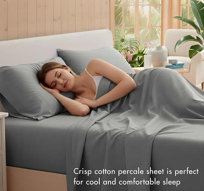 RUVANTI 100% Cotton Sheets – Full Size Percale Bedding, Cooling & Breathable - Image 3