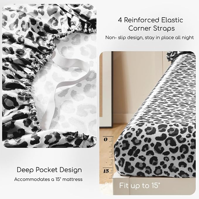 MR&HM Satin Sheets with Elastic Corner Straps, King Size Sheets Set - Image 4