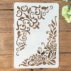 TIAMECH A4 Reusable Vintage Floral Edge Stencil by TIAMECH