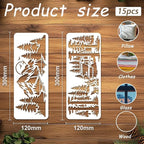 INFUNLY 15Pcs Forest Mountain Painting Stencil - Image 2