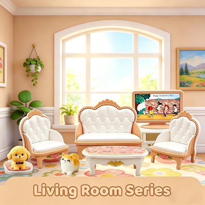 Doll House Furniture Accessories Four Major Series: Living Room, Kitchen - Image 5