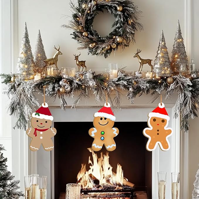 Large Size 7" Gingerbread Man Crafts Wooden Slices Unfinished Blank Wooden - Image 5